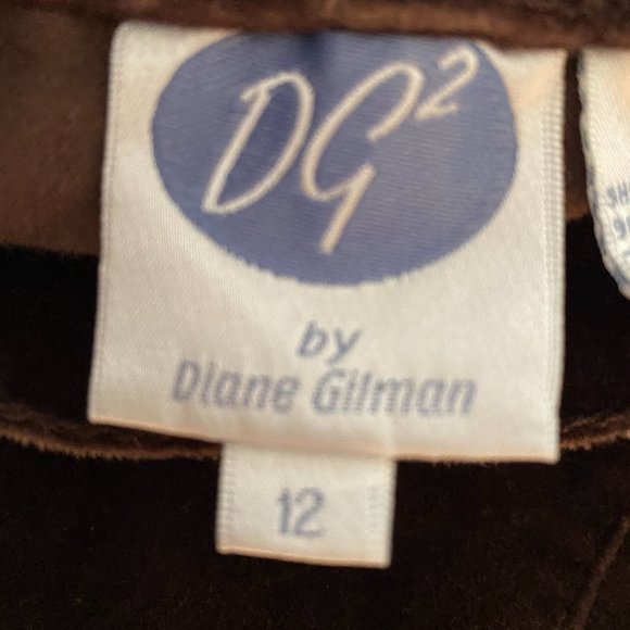 EUC~DG2 Diane Gilman Stretch Velvet straight leg Jean Women's~Brown sz 12 - Picture 12 of 12